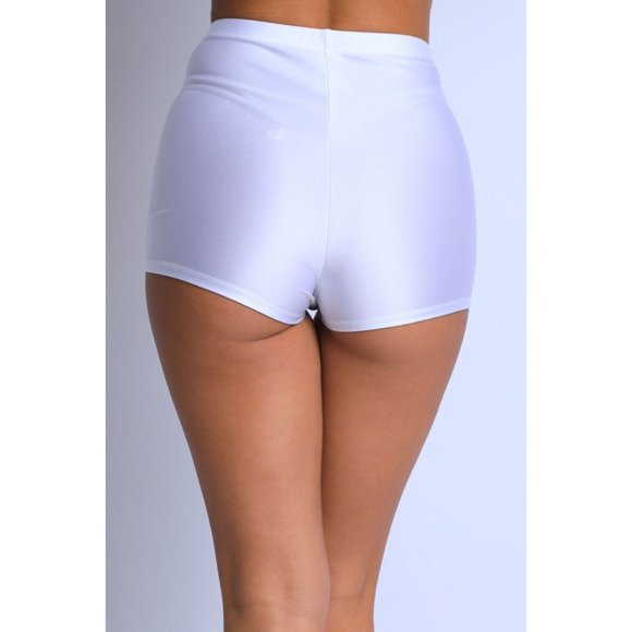 Women High Waist Shiny Tricot Stretchy Skinny Rave Dance Yoga Biker Shorts S M L - Picture 4 of 9